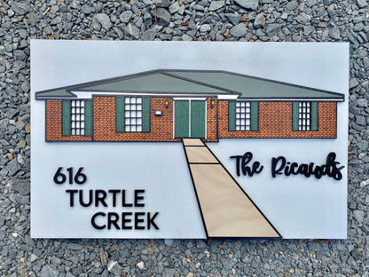 3D house replica sign