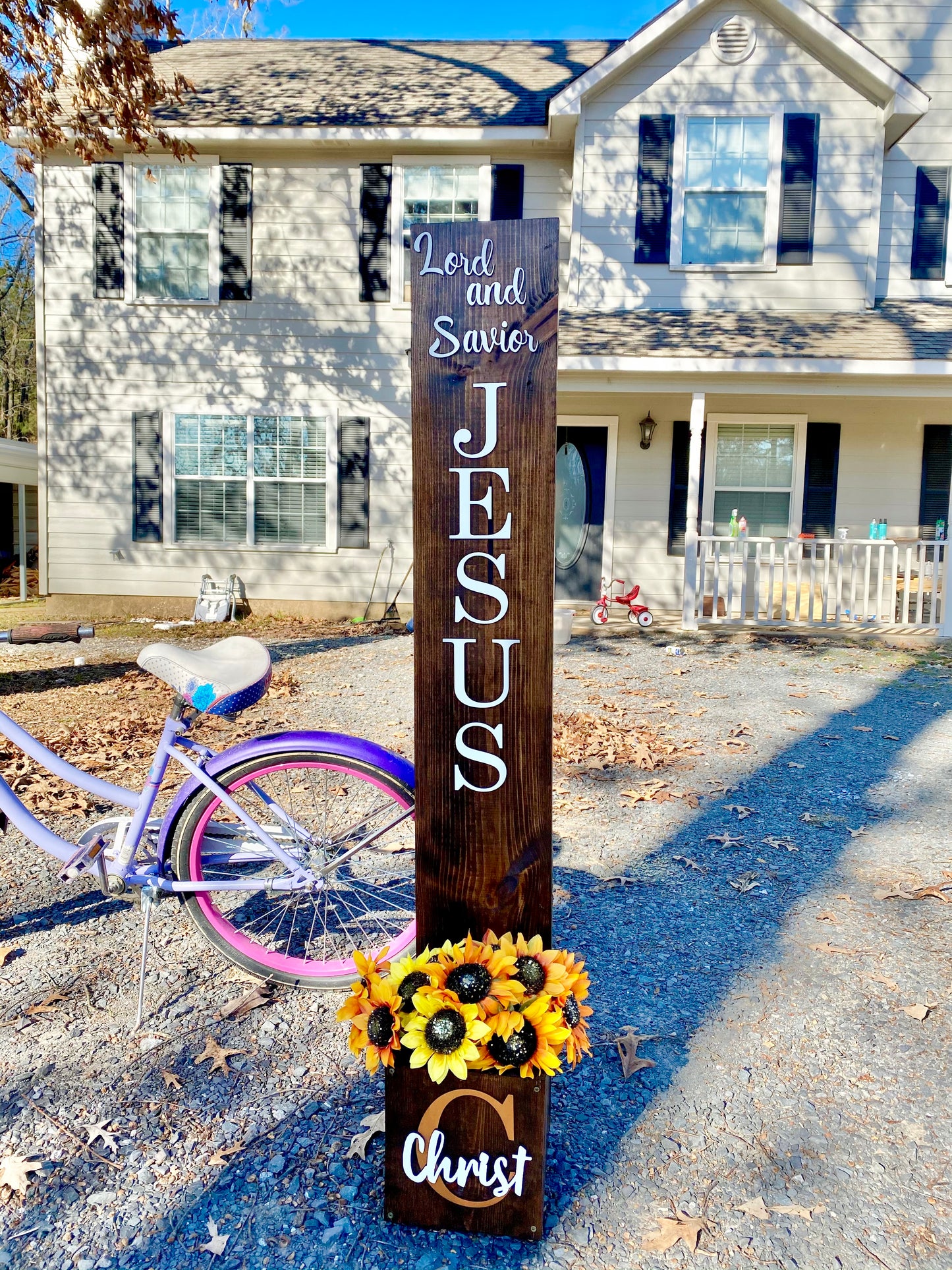 Planter box porch signs